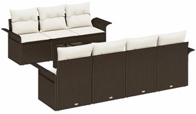 vidaXL Kerti Kanapé Szett párnával 8 pcs Barna polirattan