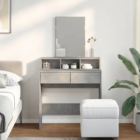 betonszürke fésülködőasztal tükörrel 80 x 41 x 144,5 cm