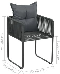 9 részes fekete PVC rattan kerti étkezőgarnitúra