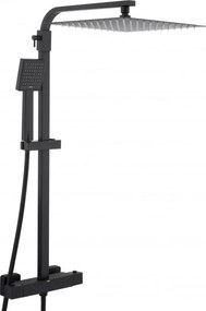 Erga Goba, zuhanygarnitúra termosztatikus csapteleppel és esőfejjel 30x30 cm, fekete matt, ERG-YKA-BP.GOBA-THERM-30-BLK