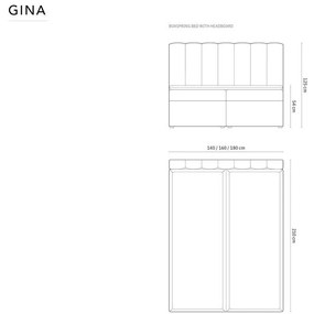 Szürke boxspring ágy tárolóhellyel 160x200 cm Gina – Milo Casa