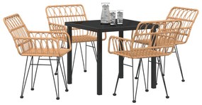 5 darabos Kerti Étkező Szett Barna Poly Rattan