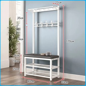 Cipőtartó kényelmes üléssel és akasztóval CR004-80 170 x 33 x 80 cm