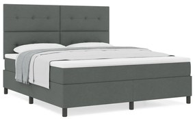 Boxspring ágy matraccal sötét szürke szuper király szövet