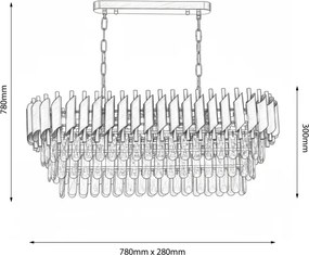 Brilagi - Láncos csillár ECLIPSE 10xE14/10W/230V 78x28 cm fekete/arany