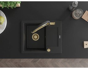 Mexen Enzo, gránit mosogató 576x465x174 mm, 1 kamrás és Duo mosogató csaptelep, fekete, 6506-77-671701-57-G
