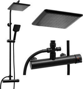 Erga Bodo, zuhanygarnitúra esőfejjel 23x23cm, fekete matt, ERG-YKA-BP.BODO-23-BLK