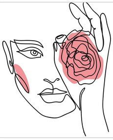 Kép - Line art arc rózsával (70x50 cm)