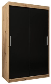 Ruhásszekrény 120 cm Toki (artisan tölgy + matt fekete). 1064812