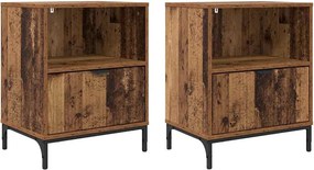 vidaXL Éjjeliszekrény fiókkal 2 pcs Régi fa 49 x 36 x 61 cm Faanyag