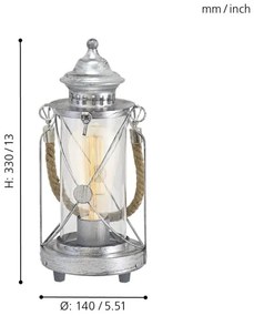 Eglo 49284 - Asztali lámpa  BRADFORD 1xE27/60W/230V