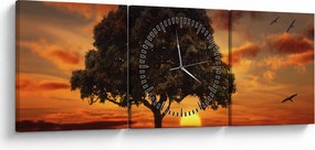 Fa képe naplementével (órával) (90x30 cm)