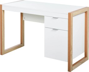 HOMCOM Íróasztal Fiókkal és Szekrénnyel, Modern Stílus, 112.5x50x75.5 cm, Fehér | Aosom