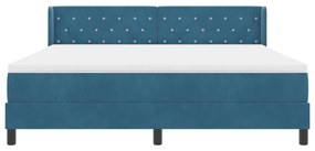 Box Spring ágy matraccal sötétkék 180x200 cm bársony
