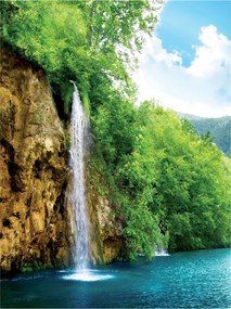 Fotótapéta flizelina Vízesés kék zöld és természet oázis 206x275 +ragasztó