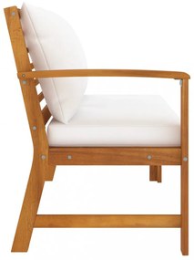 tömör akácfa kerti pad krémszínű párnával 114,5 cm