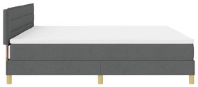 Box Spring Ágy Mattal és LED-del Sötét Szürke 200x200 cm Szövet