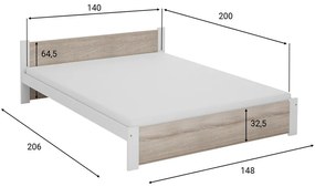 IKAROS ágy 140x200 cm, fehér/sonoma tölgy Ágyrács: Léces ágyrács, Matrac: Matrac nélkül