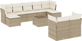vidaXL 10 részes bézs polyrattan kerti ülőgarnitúra párnával