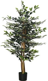 HOMCOM Mű Fikusz 130 cm Fikusz Növény Cseréppel és 702 Realisztikus Levéllel Otthoni Dekorációhoz Nappali Hálószoba Ø15x130 cm Zöld | Aosom