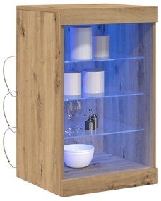 LED világítással ellátott oldalszekrény, kézműves tölgy 41x37x67 cm