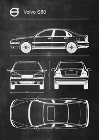 Poszter Volvo S80 Retro Patent Poster diagram