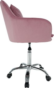 Irodai szék, rózsaszín Velvet szövet/króm, KLIAN