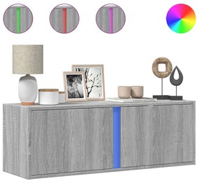 szürke sonoma színű fali TV-szekrény LED-ekkel 100 x 31 x 35 cm