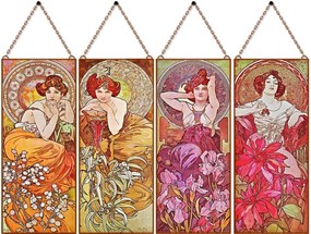 Alfons Mucha - Ékkövek - (Garnitúra) üvegkép, falikép