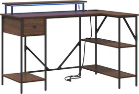vidaXL Asztal LED -es lámpákkal Barna Tölgy 120 x 79 x 86,5 cm Faanyag