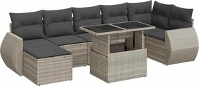 vidaXL 8 részes világosszürke polyrattan kerti ülőgarnitúra párnával