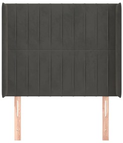 sötétszürke bársony fejtámla szárnyakkal 93x16x118/128 cm