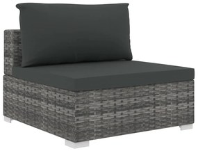 11-részes szürke polyrattan kerti bútorszett párnákkal