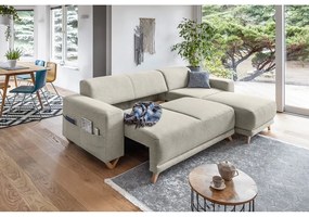 Bézs kinyitható-tárolóhelyes sarokkanapé Classy Sophie – Miuform