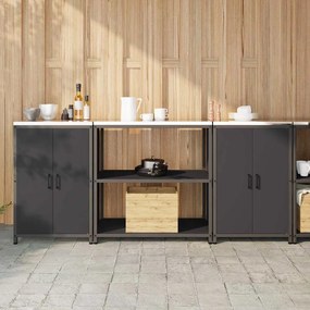 Konyhai Tároló Készlet polcokkal 3 pcs Fekete 210 x 50 x 92 cm