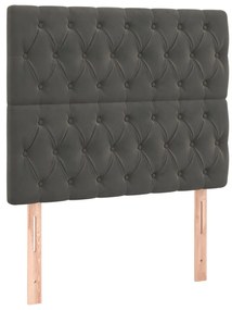 sötétszürke bársony LED-es fejtámla 100x7x118/128 cm