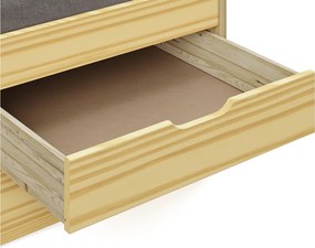 Ágy kihúzható pótággyal, természetes, tömörfa, 90x200, MARINELLA NEW