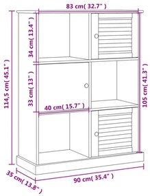 VIGO tömör fenyőfa könyvespolc 90x35x114,5 cm