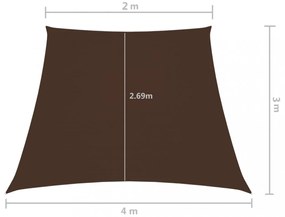 barna trapéz alakú oxford-szövet napvitorla 2/4 x 3 m