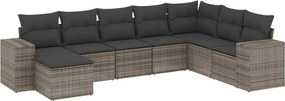 vidaXL 8 részes szürke polyrattan kerti ülőgarnitúra párnákkal