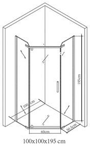 Celtic 100x100 cm ötszögletű zuhanykabin tálca nélkül