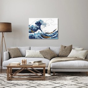 Kép - japán rajz, hullámok (üvegen) (70x50 cm)