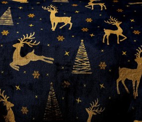 GOLDEN DEER sötétkék mikroplüss ágyneműhuzat Ágyneműhuzat mérete: 2 db 70 x 90 cm | 200 x 220 cm