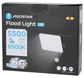 Aigostar - LEDReflektor érzékelővel LED/50W/230V 6500K IP65 fekete