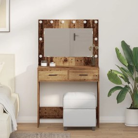 LED világítással ellátott sminktükör Öreg fa 78,5x41x135 cm