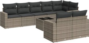 vidaXL 9 részes szürke polyrattan kerti ülőgarnitúra párnákkal