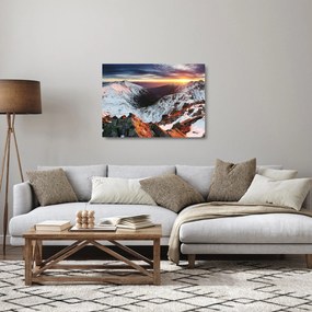Üveg kép - Téli hegyi panoráma (70x50 cm)