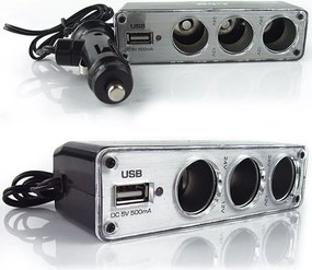FastLine Autós szivargyújtó elosztó + USB NTS-CW737