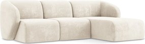 Bézs zsenília sarokkanapé (jobb oldali-heverő résszel) Lani – Makamii