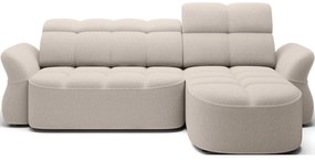 Bézs buklé kinyitható-tárolóhelyes sarokkanapé (jobb oldali-heverő résszel) Beneth – ELTAP